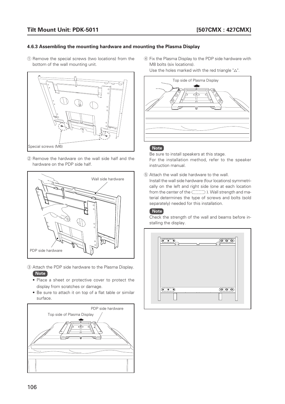 Tilt mount unit: pdk-5011 | Pioneer PDP 427CMX User Manual | Page 106 / 288