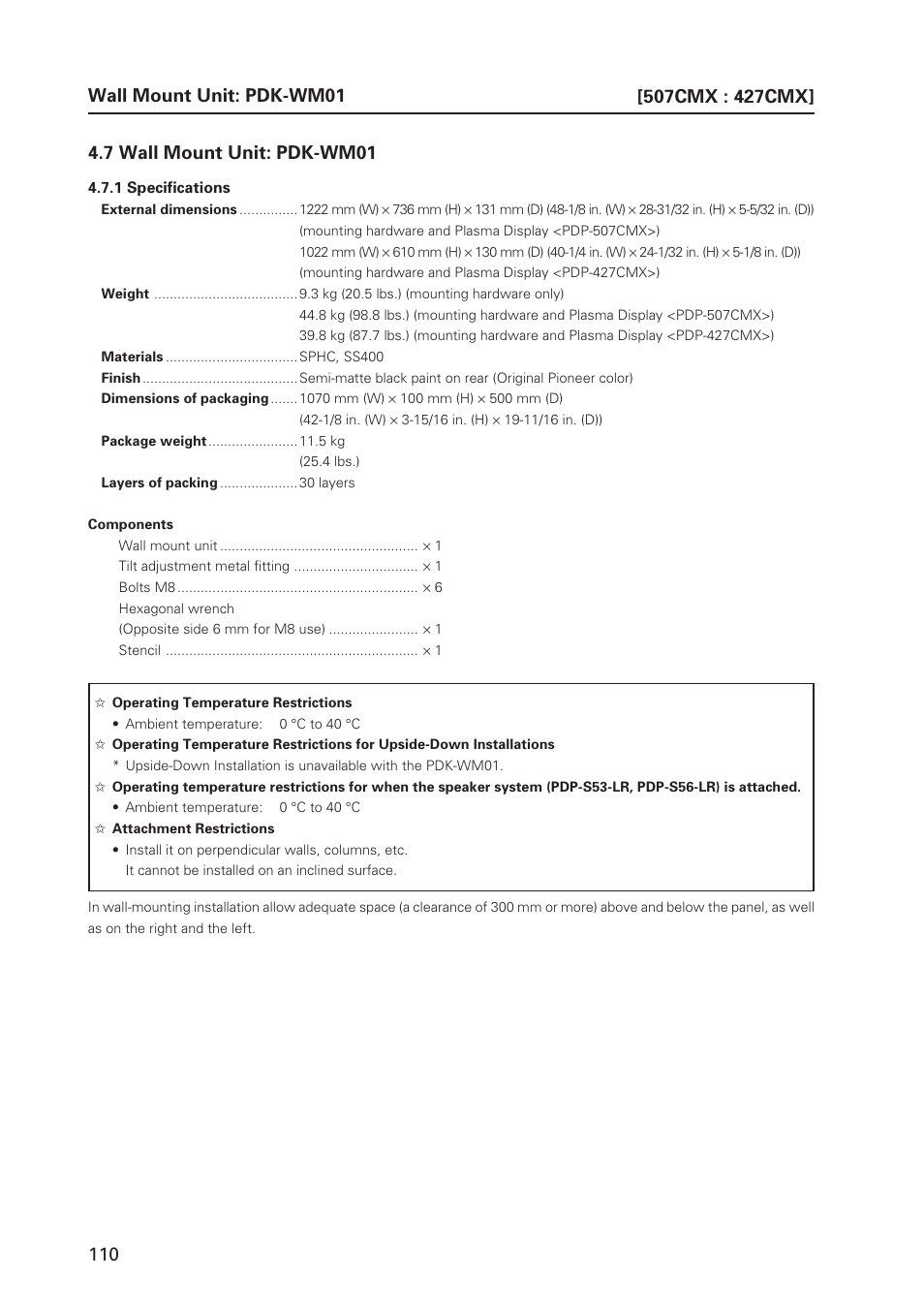 Pioneer PDP 427CMX User Manual | Page 110 / 288