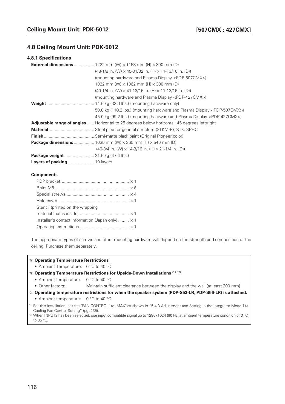 Pioneer PDP 427CMX User Manual | Page 116 / 288