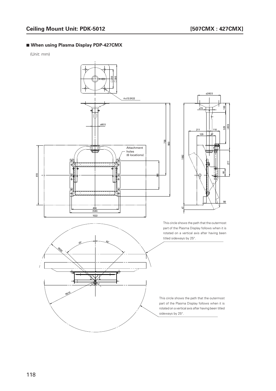 7 when using plasma display pdp-427cmx, Unit: mm) | Pioneer PDP 427CMX User Manual | Page 118 / 288