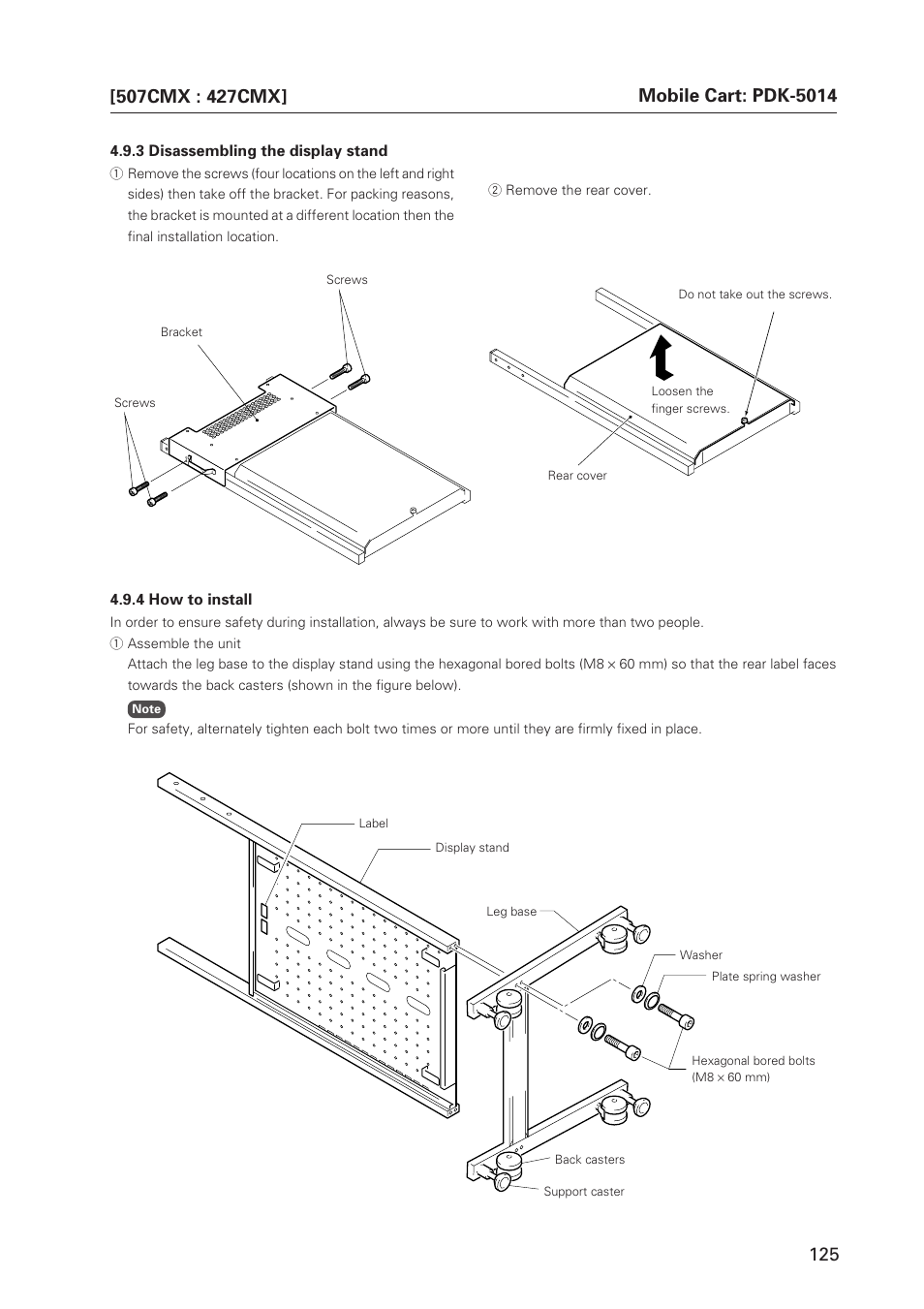 Mobile cart: pdk-5014 | Pioneer PDP 427CMX User Manual | Page 125 / 288