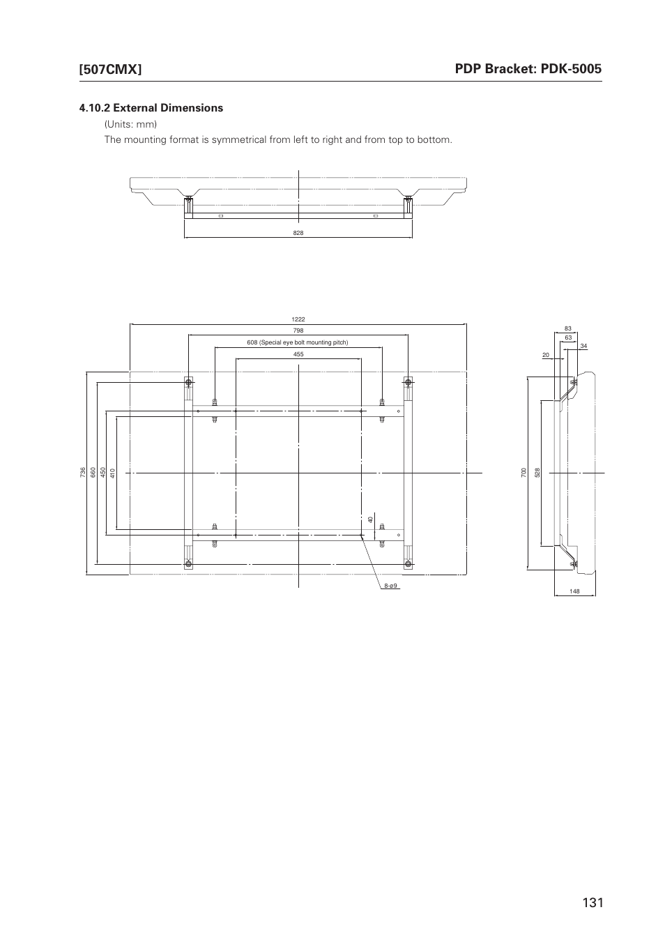 507cmx, 2 external dimensions | Pioneer PDP 427CMX User Manual | Page 131 / 288