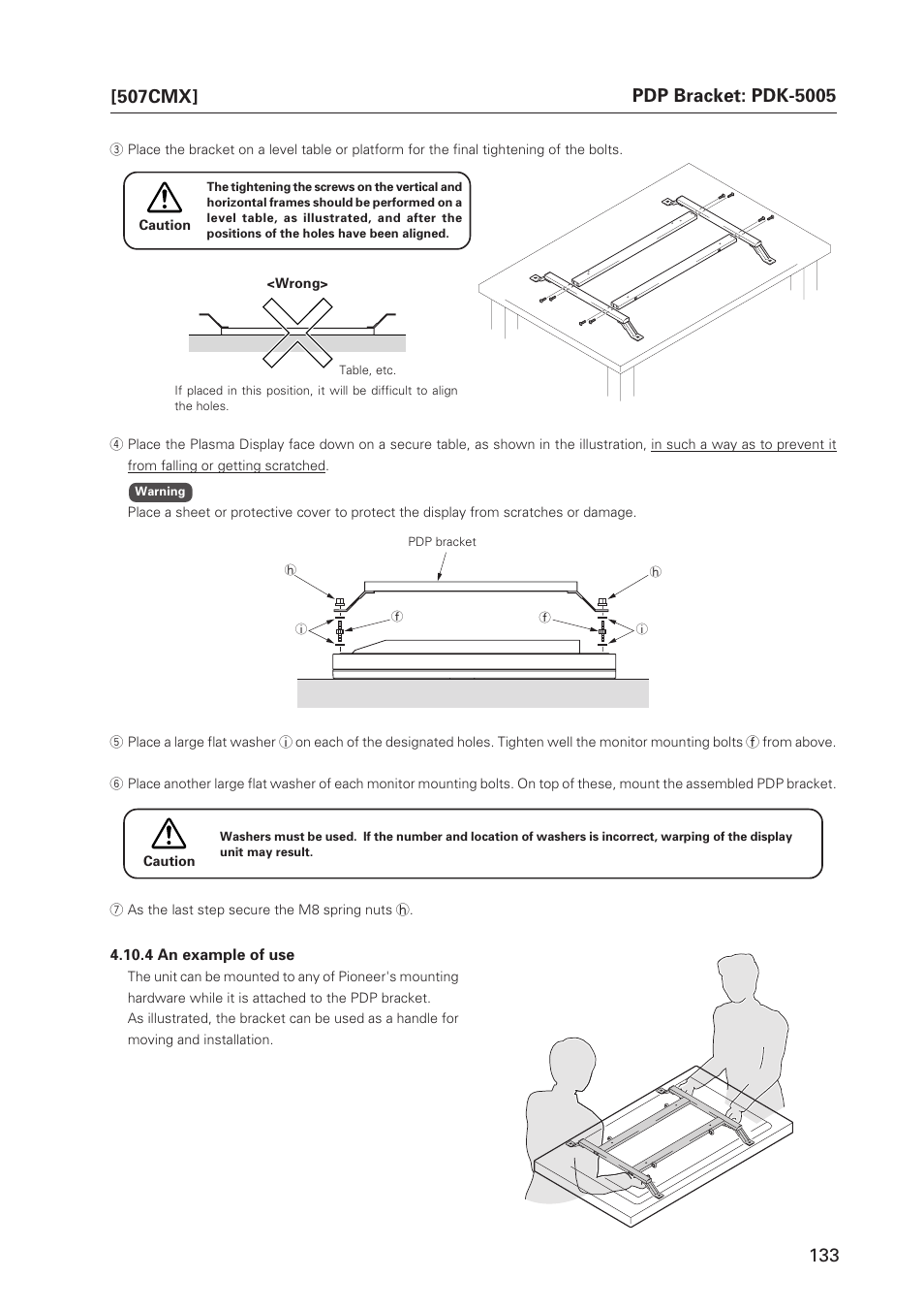 Pdp bracket: pdk-5005, 507cmx | Pioneer PDP 427CMX User Manual | Page 133 / 288