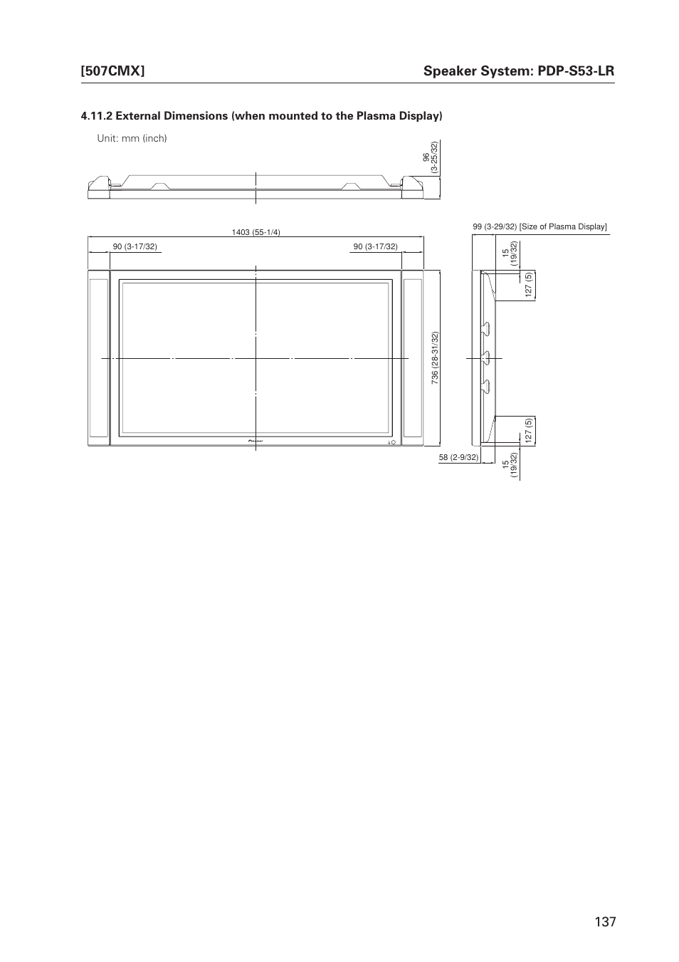 Speaker system: pdp-s53-lr, 507cmx | Pioneer PDP 427CMX User Manual | Page 137 / 288