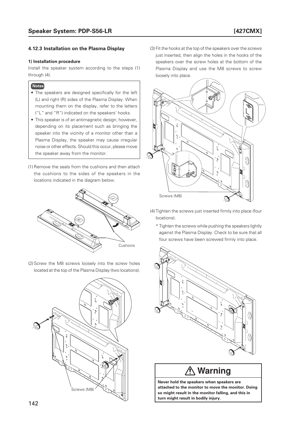 Warning | Pioneer PDP 427CMX User Manual | Page 142 / 288