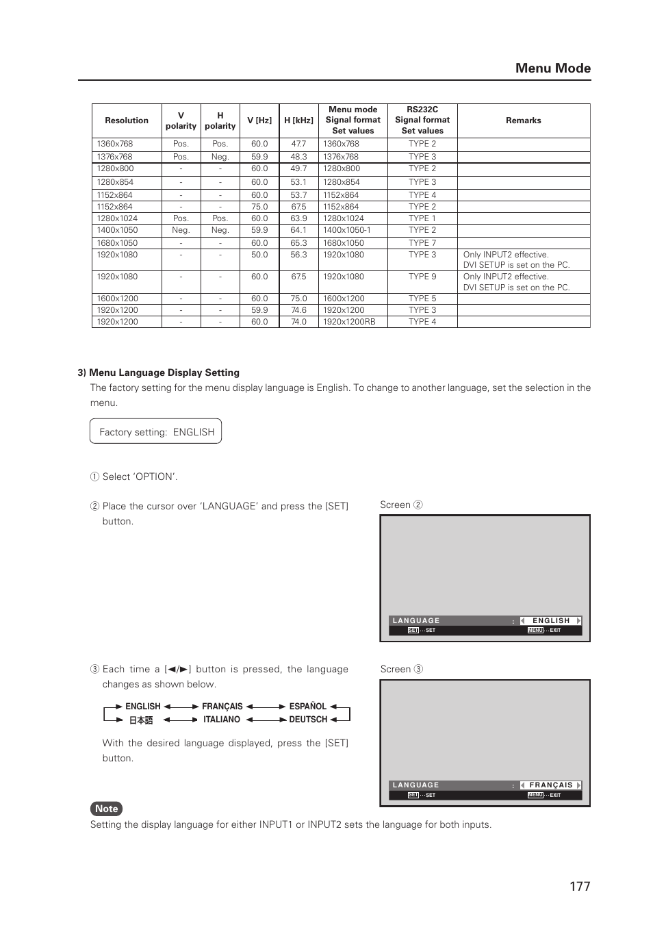 177 menu mode | Pioneer PDP 427CMX User Manual | Page 177 / 288