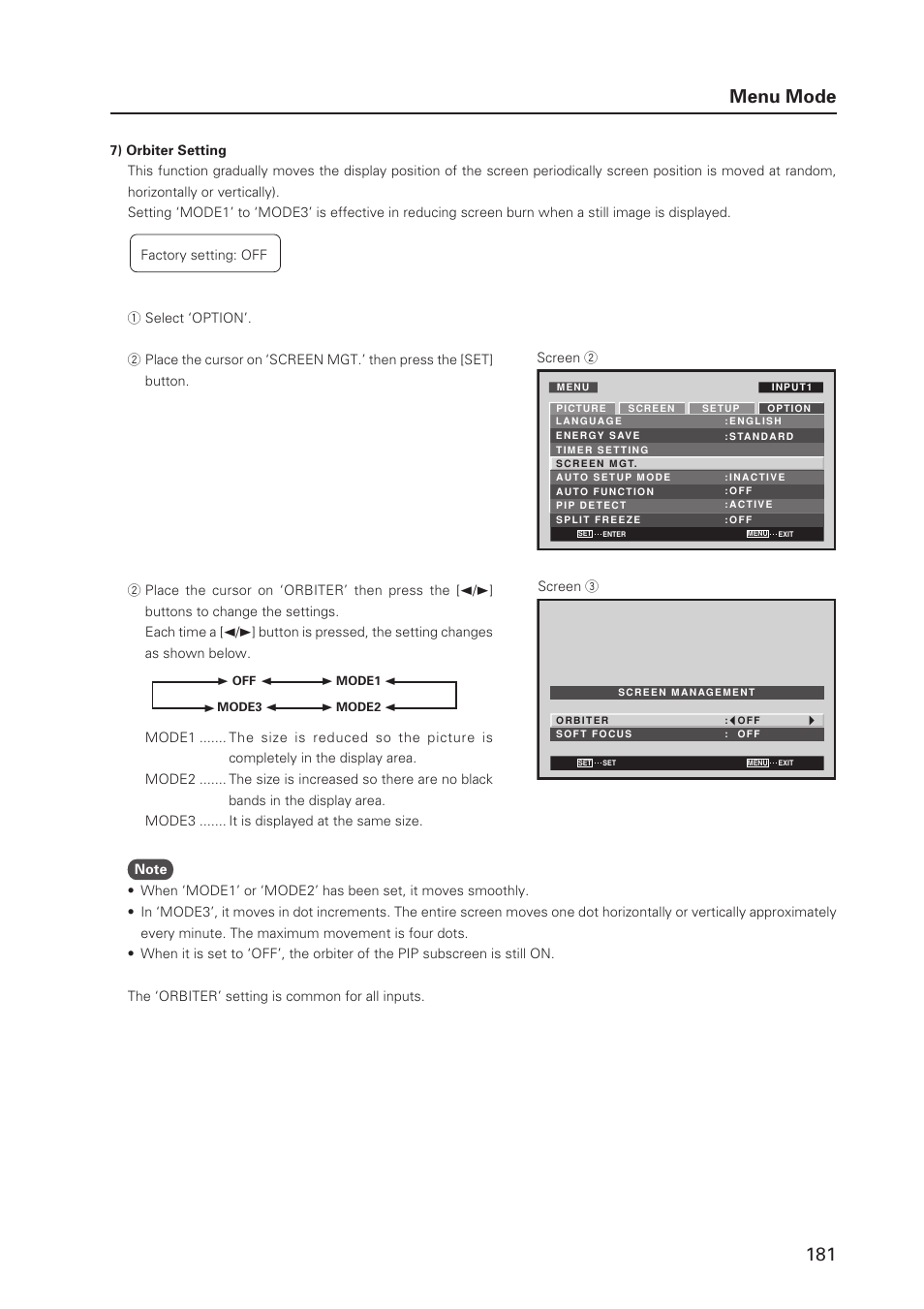 181 menu mode | Pioneer PDP 427CMX User Manual | Page 181 / 288