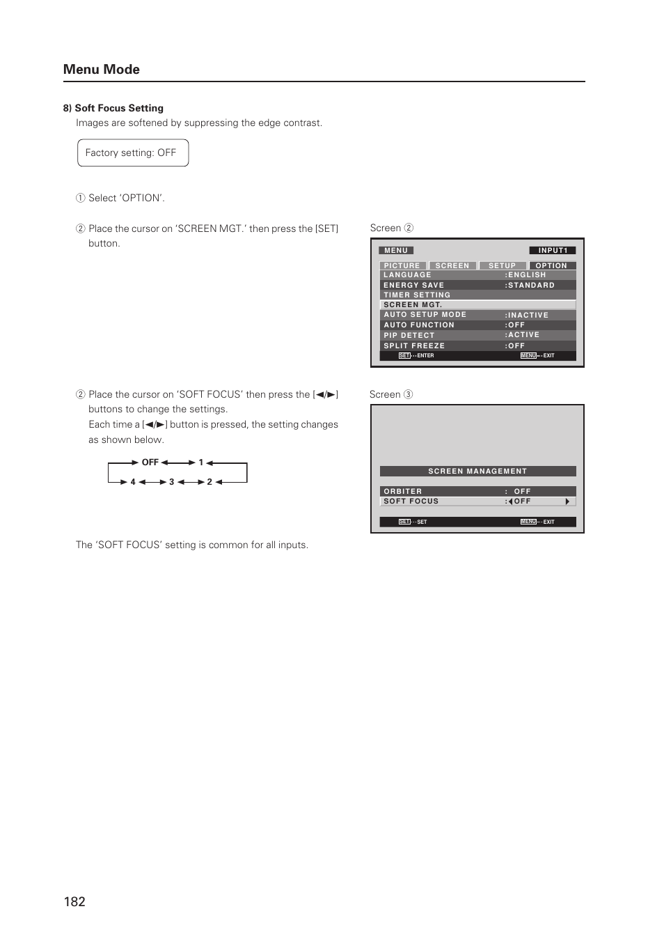 182 menu mode | Pioneer PDP 427CMX User Manual | Page 182 / 288