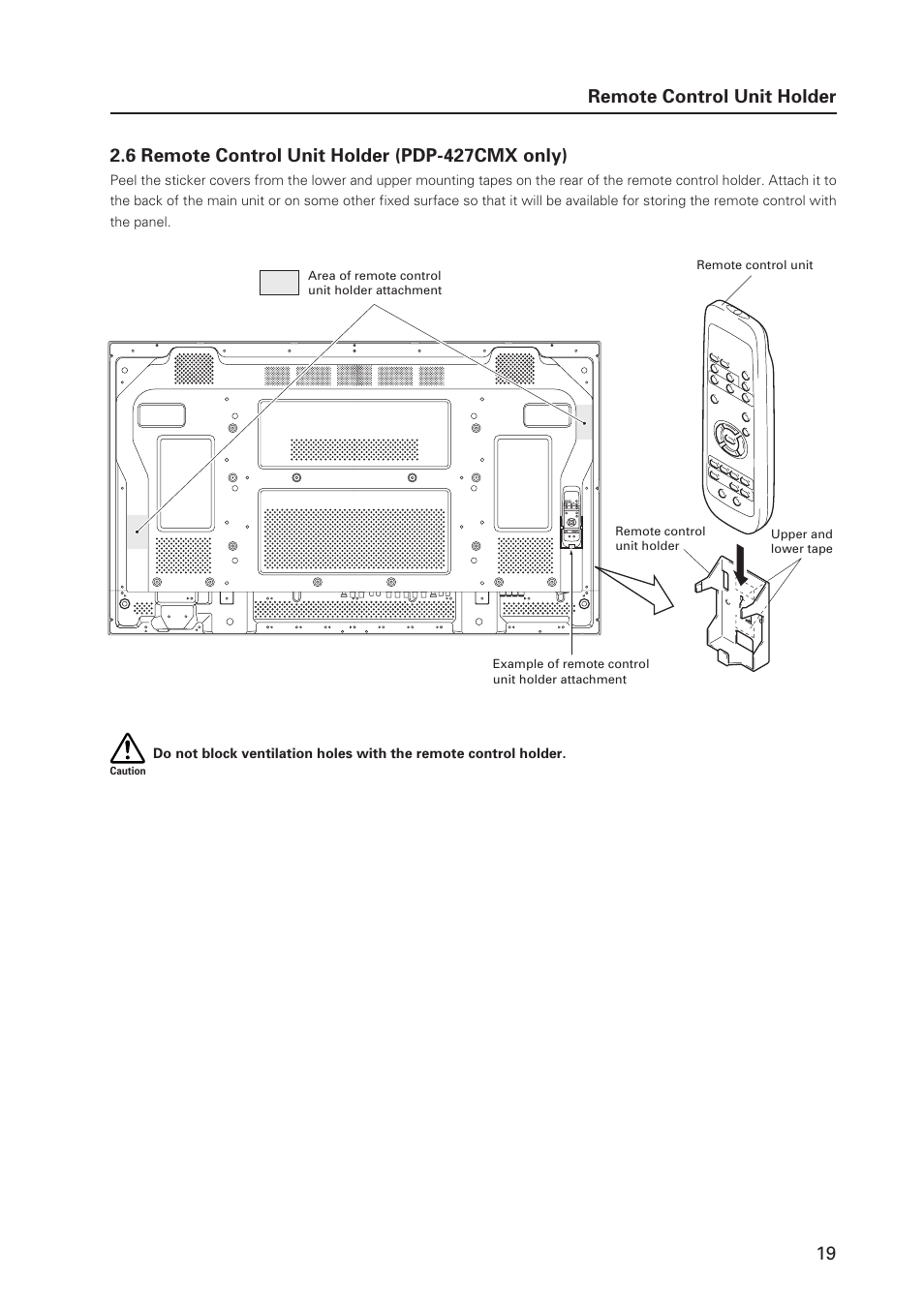 Remote control unit holder | Pioneer PDP 427CMX User Manual | Page 19 / 288