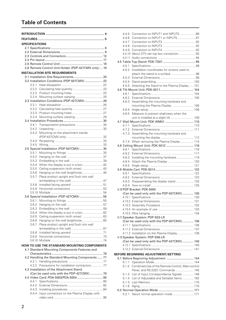 Pioneer PDP 427CMX User Manual | Page 2 / 288