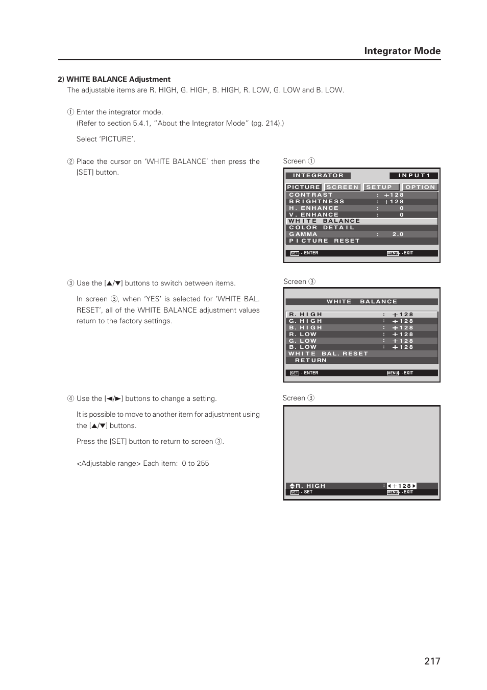 217 integrator mode | Pioneer PDP 427CMX User Manual | Page 217 / 288