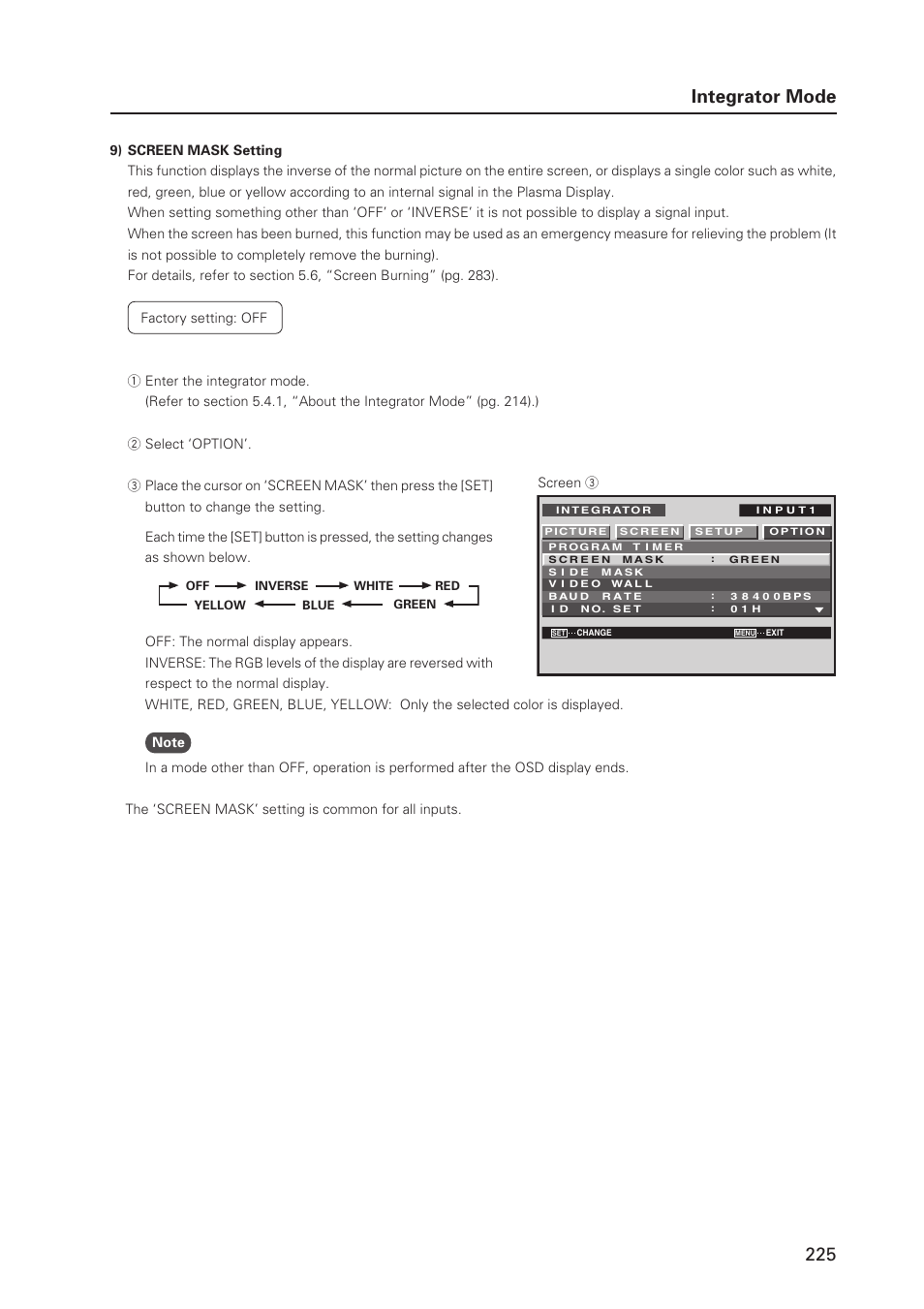 225 integrator mode | Pioneer PDP 427CMX User Manual | Page 225 / 288