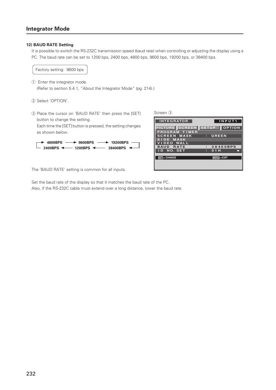 232 integrator mode | Pioneer PDP 427CMX User Manual | Page 232 / 288