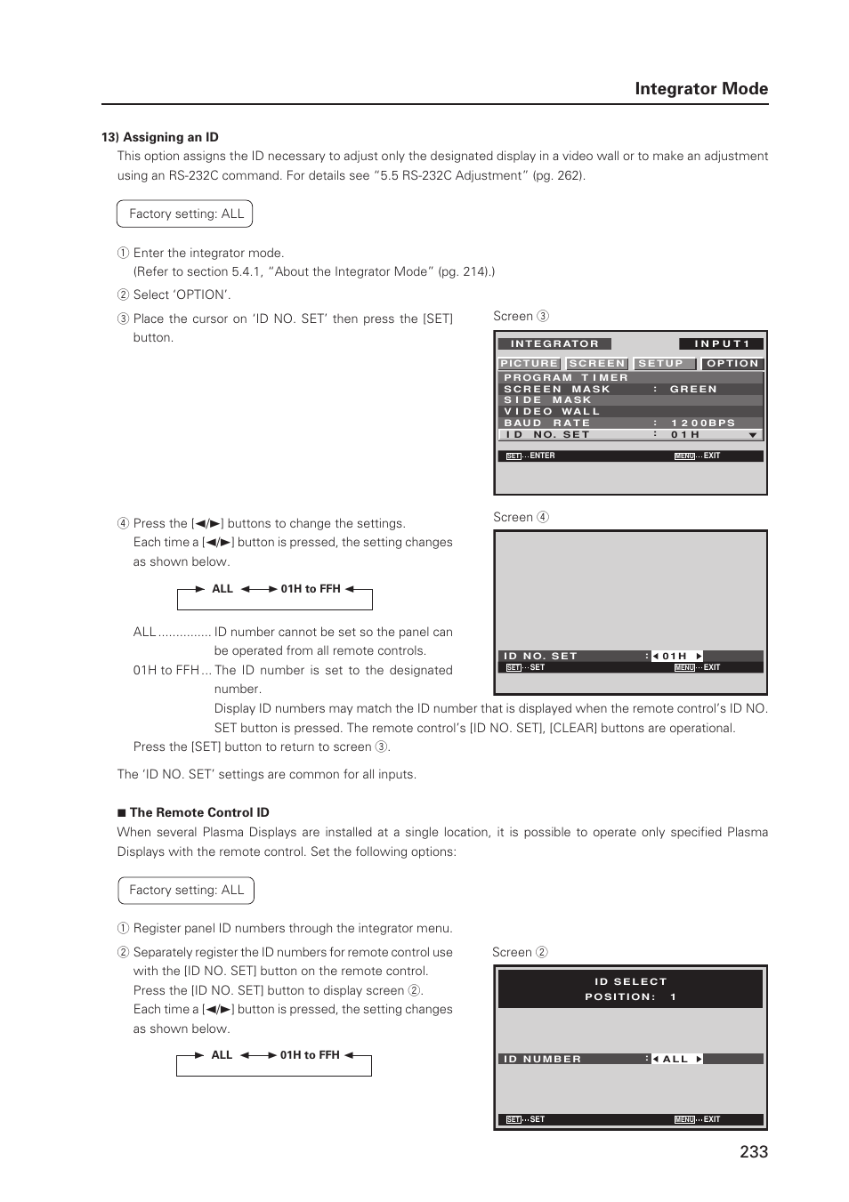 233 integrator mode | Pioneer PDP 427CMX User Manual | Page 233 / 288