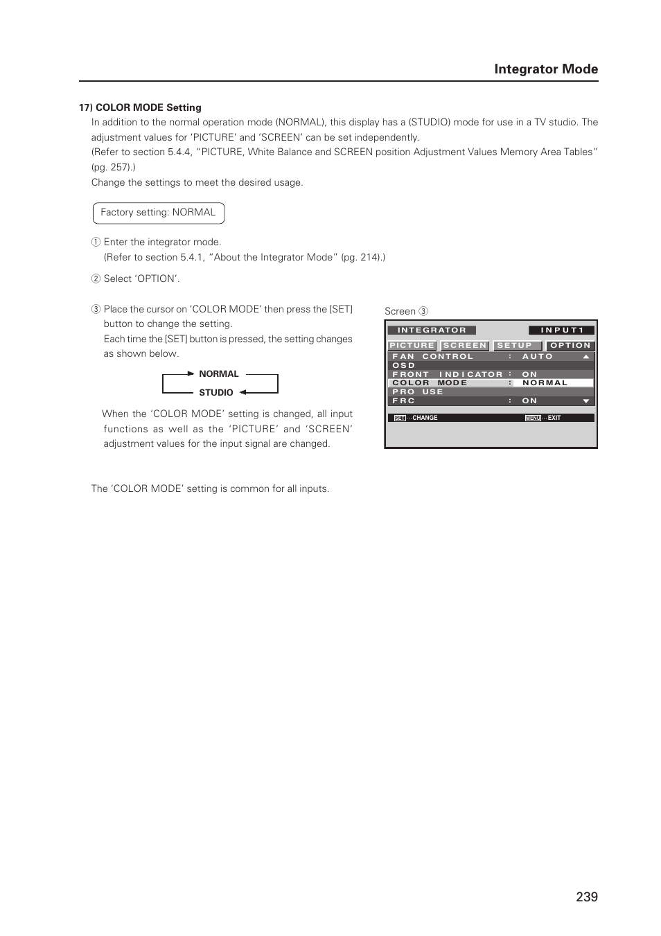 239 integrator mode | Pioneer PDP 427CMX User Manual | Page 239 / 288