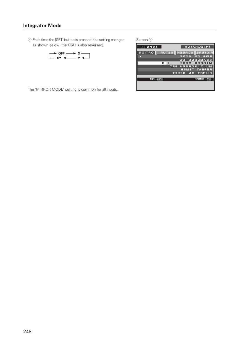 248 integrator mode, Screen 4 | Pioneer PDP 427CMX User Manual | Page 248 / 288