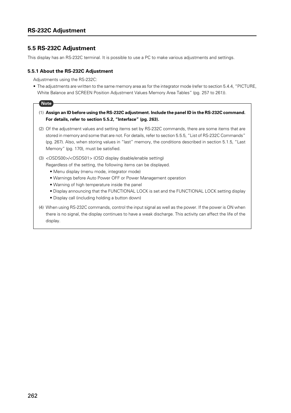 Rs-232c adjustment | Pioneer PDP 427CMX User Manual | Page 262 / 288