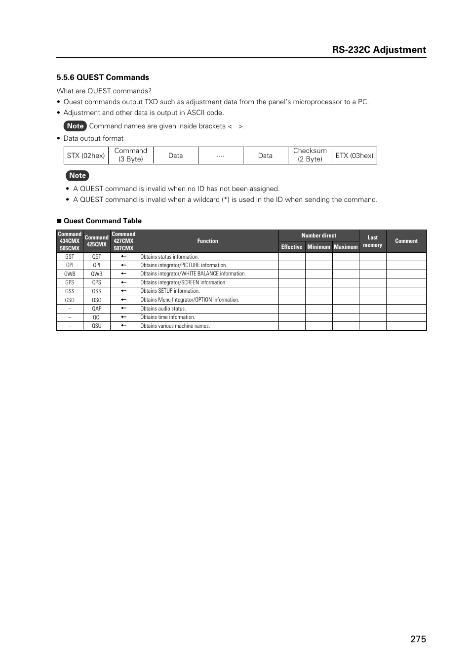 Rs-232c adjustment | Pioneer PDP 427CMX User Manual | Page 275 / 288