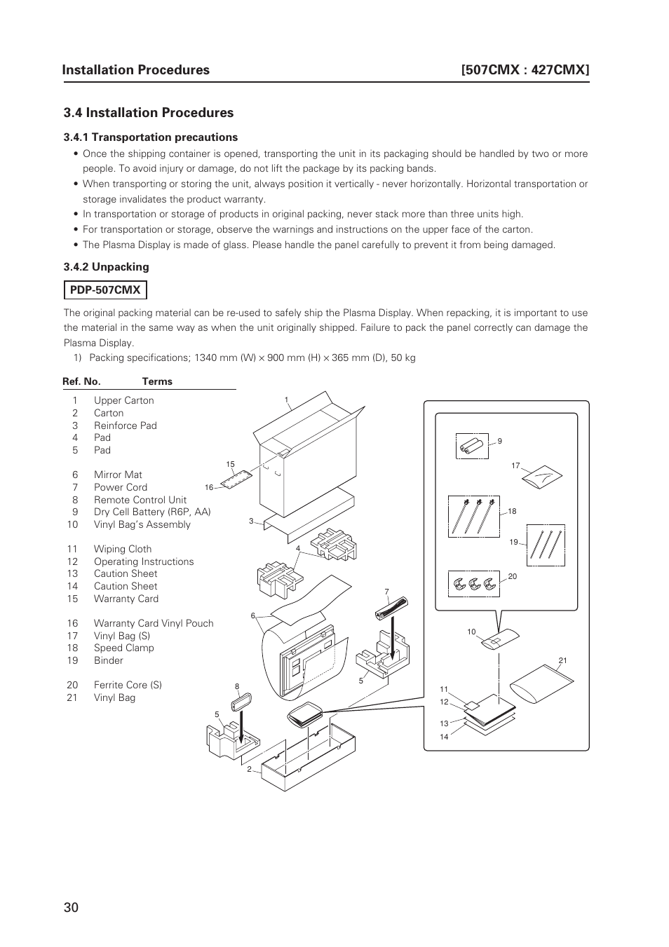 30 installation procedures, 4 installation procedures | Pioneer PDP 427CMX User Manual | Page 30 / 288