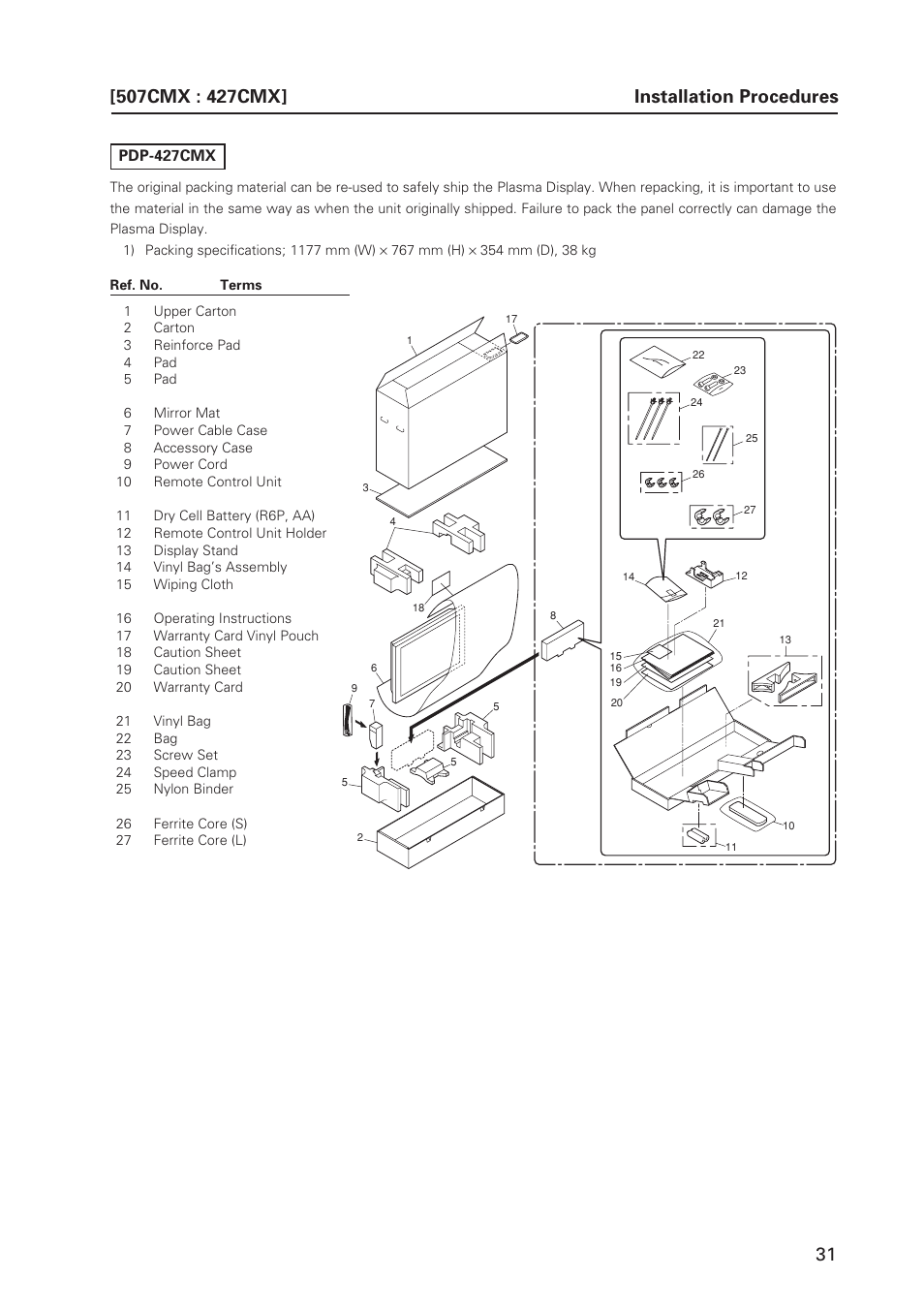 31 installation procedures | Pioneer PDP 427CMX User Manual | Page 31 / 288