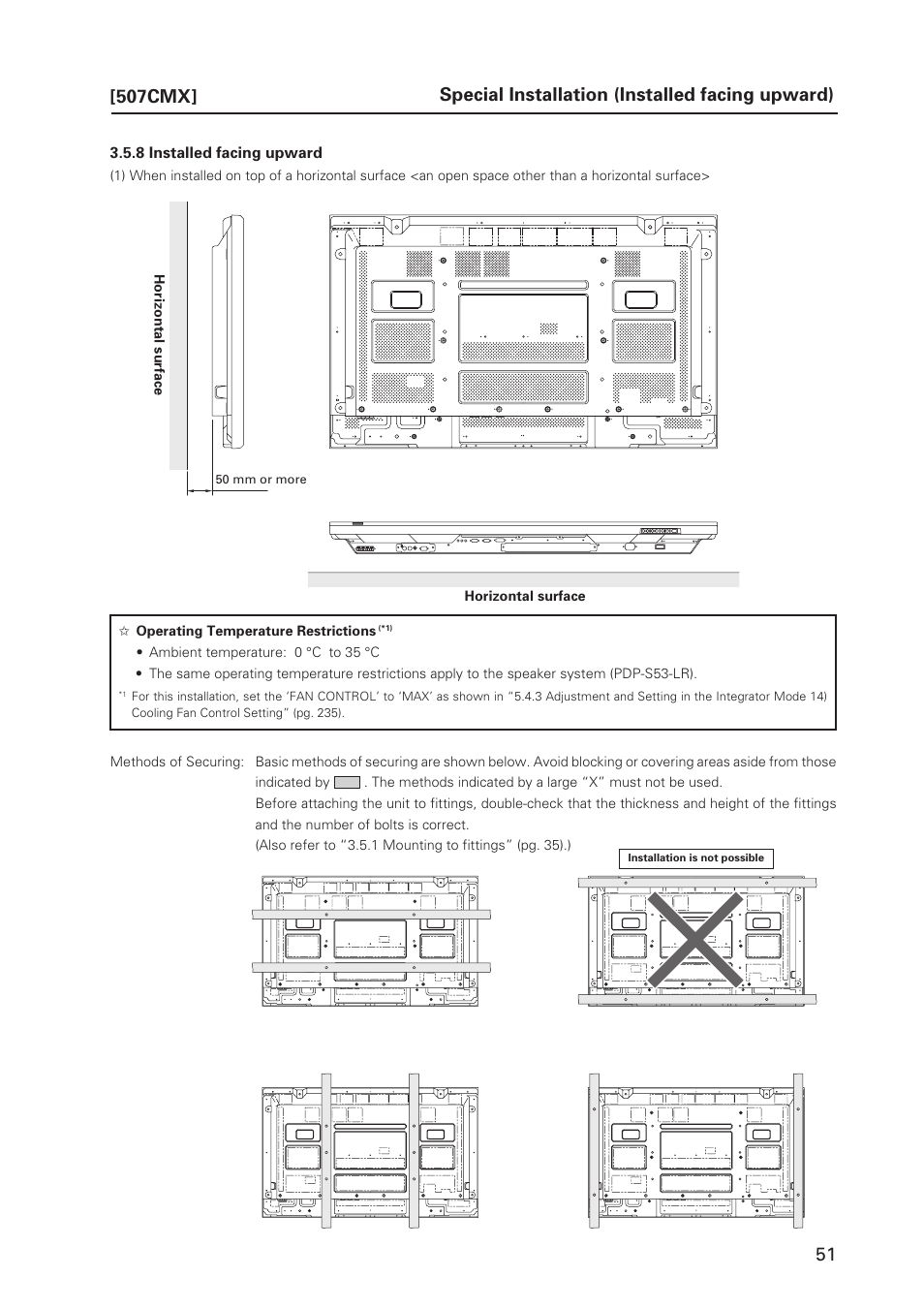 Special installation (installed facing upward) | Pioneer PDP 427CMX User Manual | Page 51 / 288