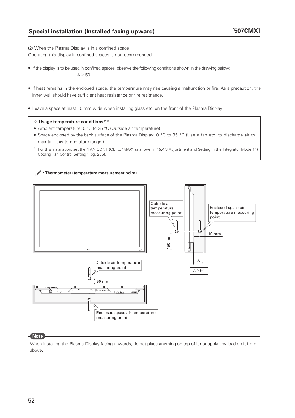 Special installation (installed facing upward) | Pioneer PDP 427CMX User Manual | Page 52 / 288