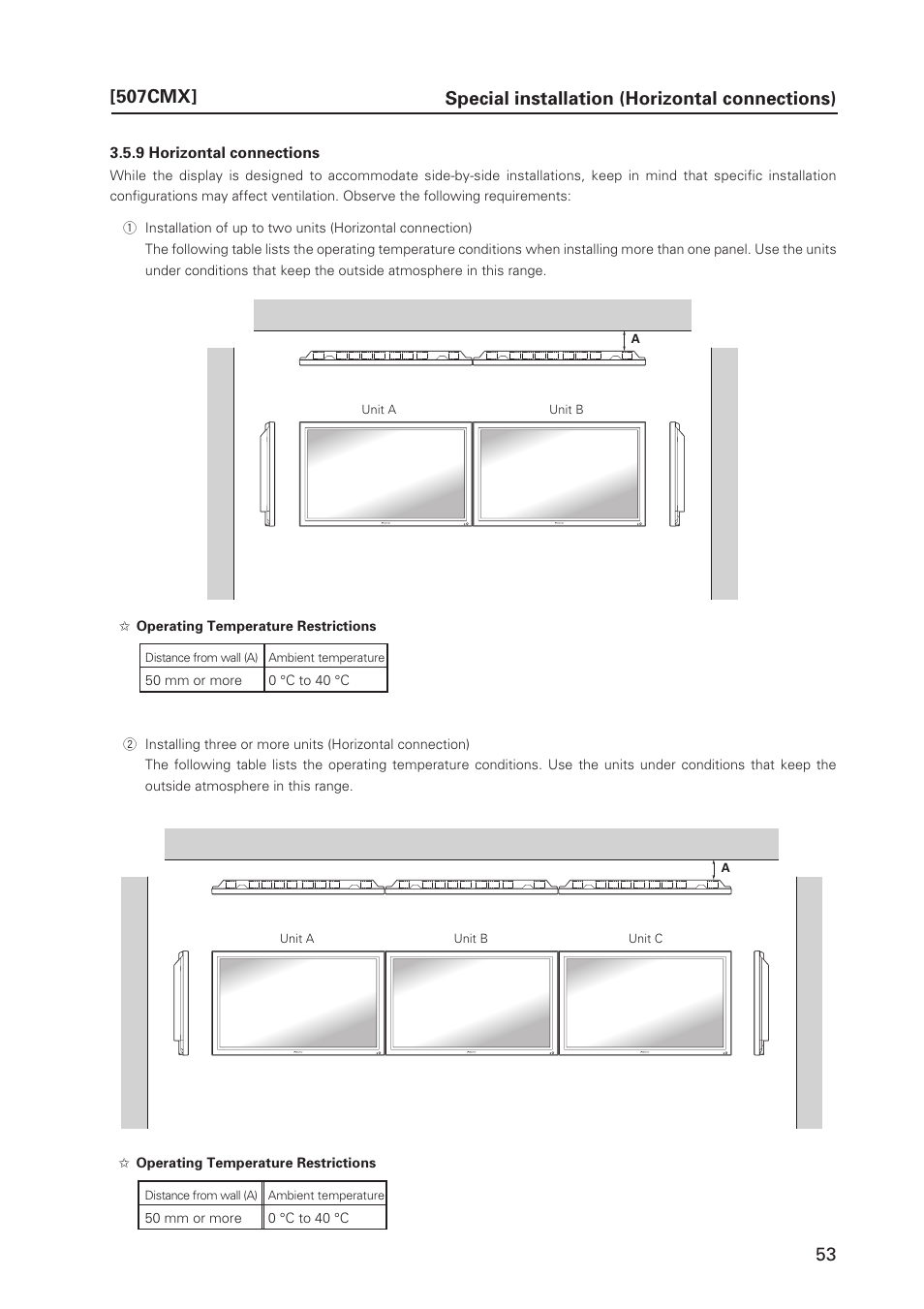 Special installation (horizontal connections) | Pioneer PDP 427CMX User Manual | Page 53 / 288