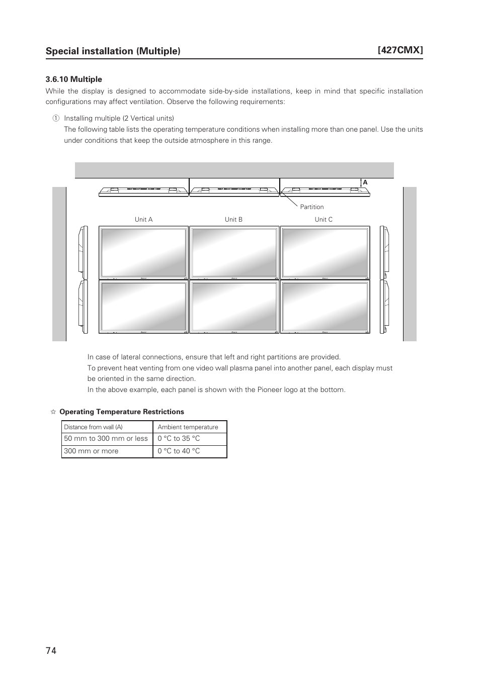 Special installation (multiple) | Pioneer PDP 427CMX User Manual | Page 74 / 288