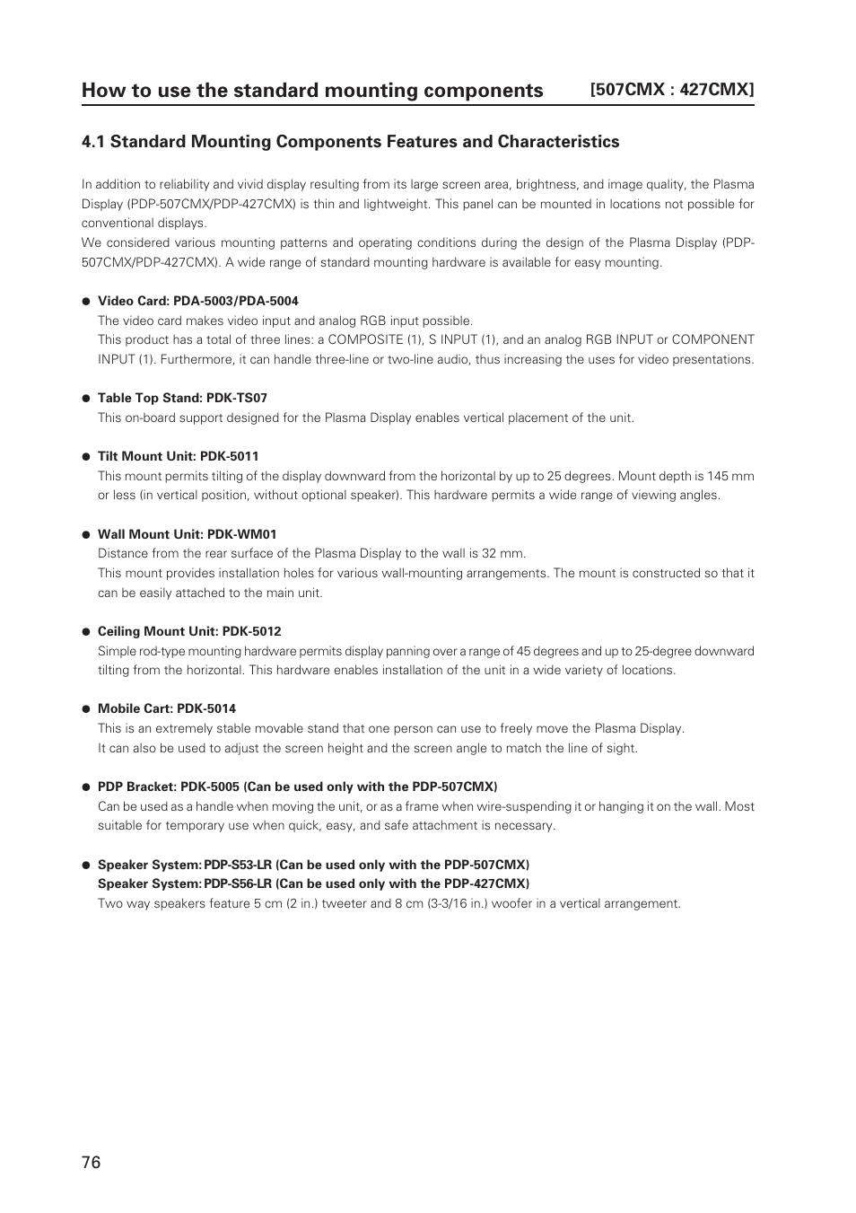 How to use the standard mounting components | Pioneer PDP 427CMX User Manual | Page 76 / 288