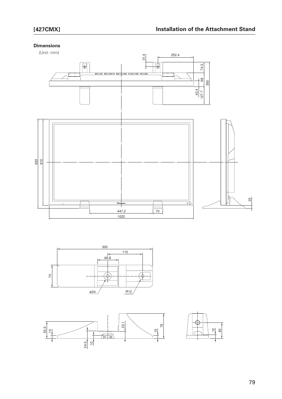 Dimensions | Pioneer PDP 427CMX User Manual | Page 79 / 288