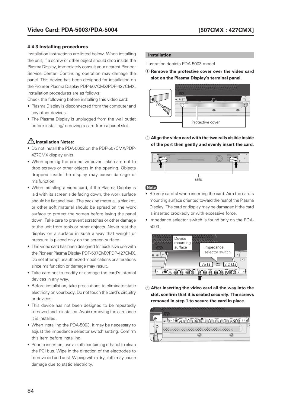 Pioneer PDP 427CMX User Manual | Page 84 / 288