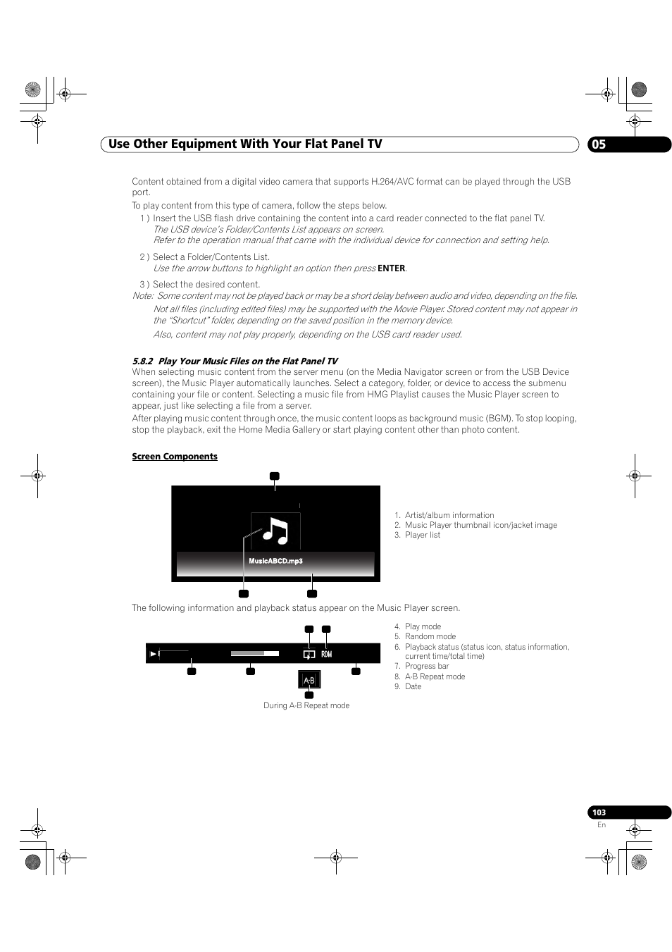 2 play your music files on the flat panel tv, Use other equipment with your flat panel tv 05 | Pioneer Elite KURO PRO 151FD User Manual | Page 103 / 167