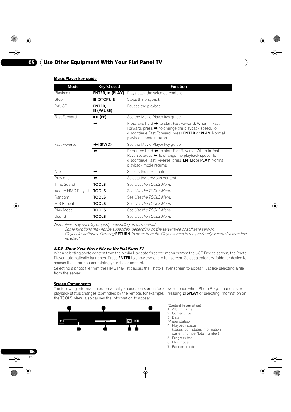 3 show your photo file on the flat panel tv, 05 use other equipment with your flat panel tv | Pioneer Elite KURO PRO 151FD User Manual | Page 104 / 167