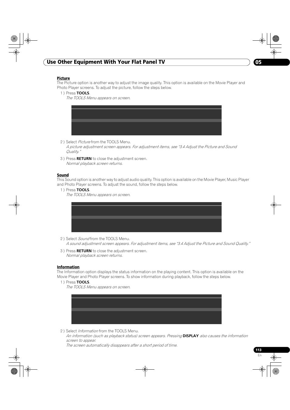Use other equipment with your flat panel tv 05 | Pioneer Elite KURO PRO 151FD User Manual | Page 113 / 167