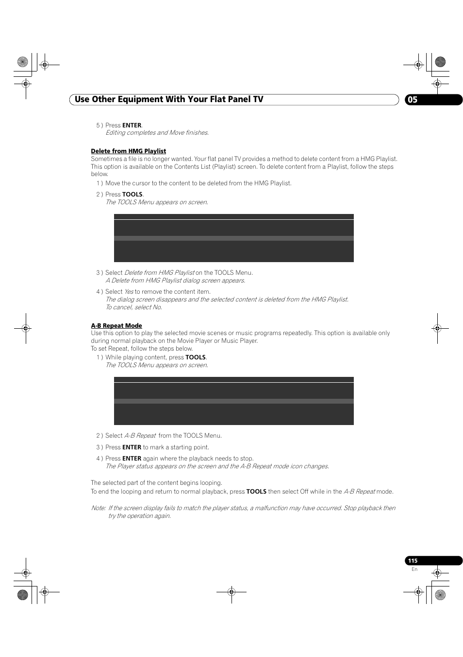 Use other equipment with your flat panel tv 05 | Pioneer Elite KURO PRO 151FD User Manual | Page 115 / 167