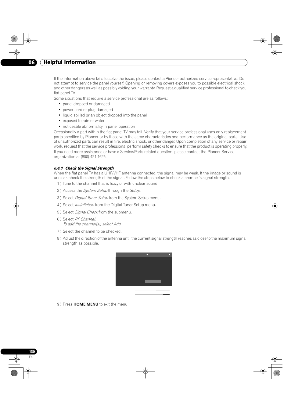 1 check the signal strength, 06 helpful information | Pioneer Elite KURO PRO 151FD User Manual | Page 130 / 167