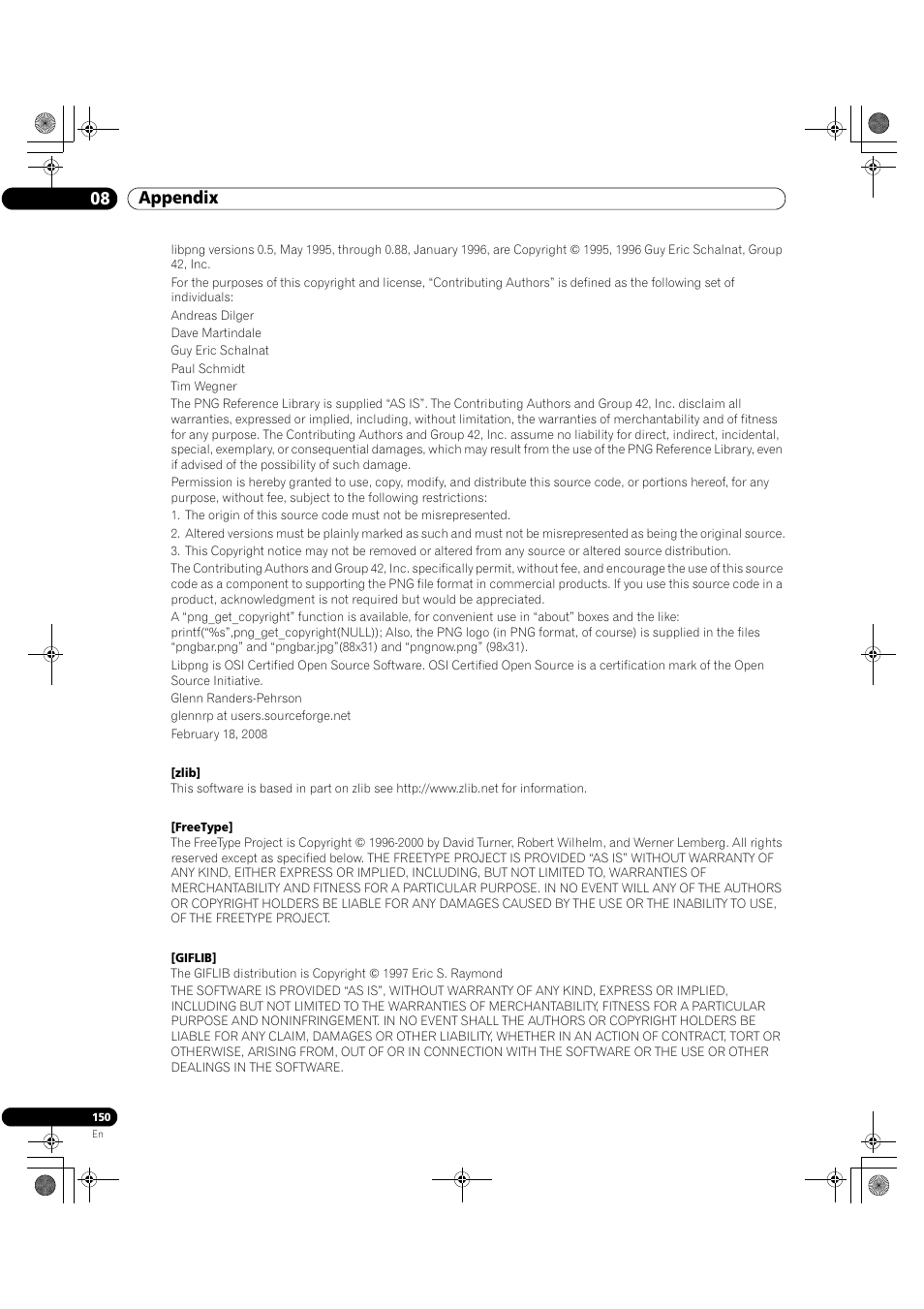 08 appendix | Pioneer Elite KURO PRO 151FD User Manual | Page 150 / 167