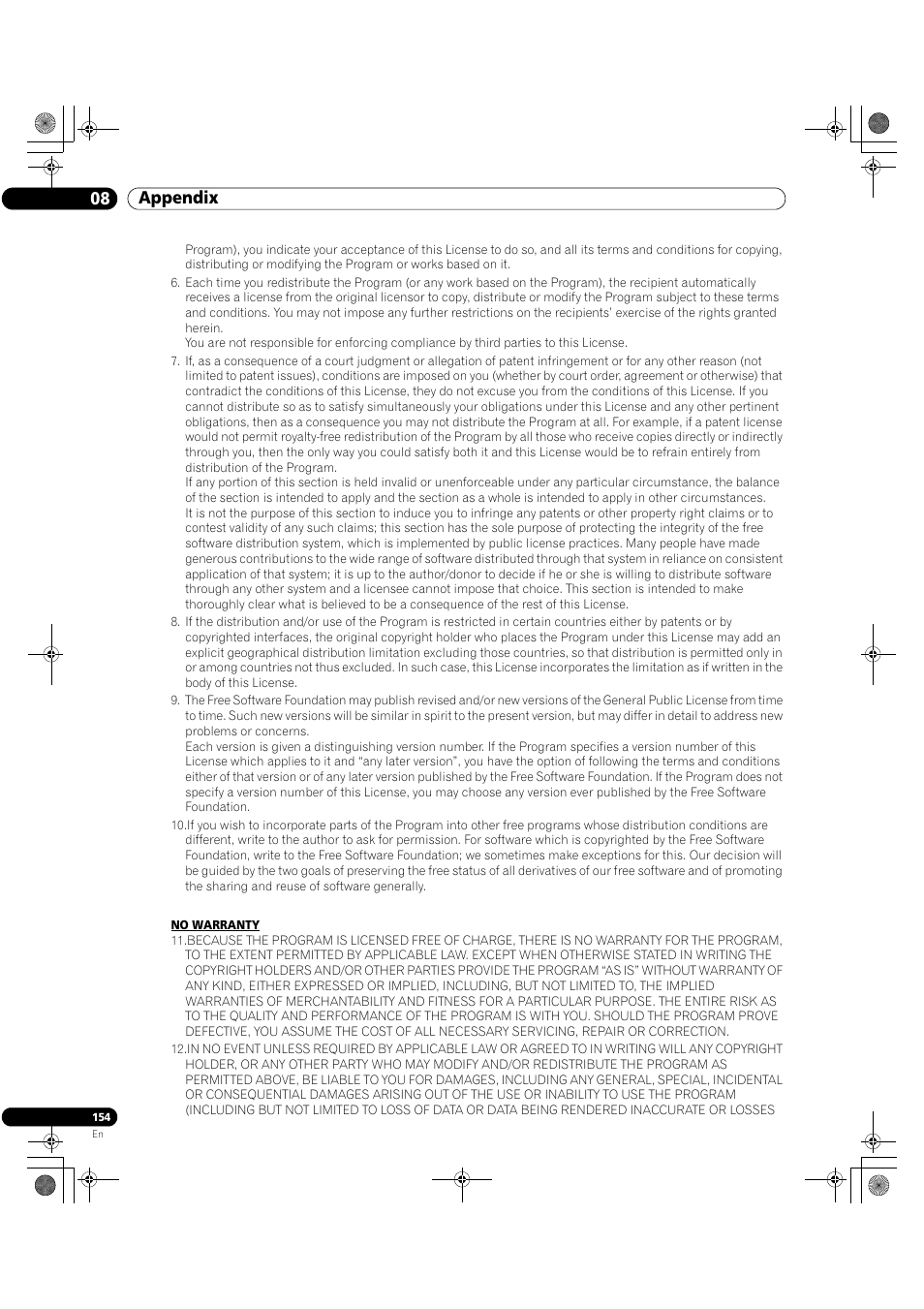 08 appendix | Pioneer Elite KURO PRO 151FD User Manual | Page 154 / 167