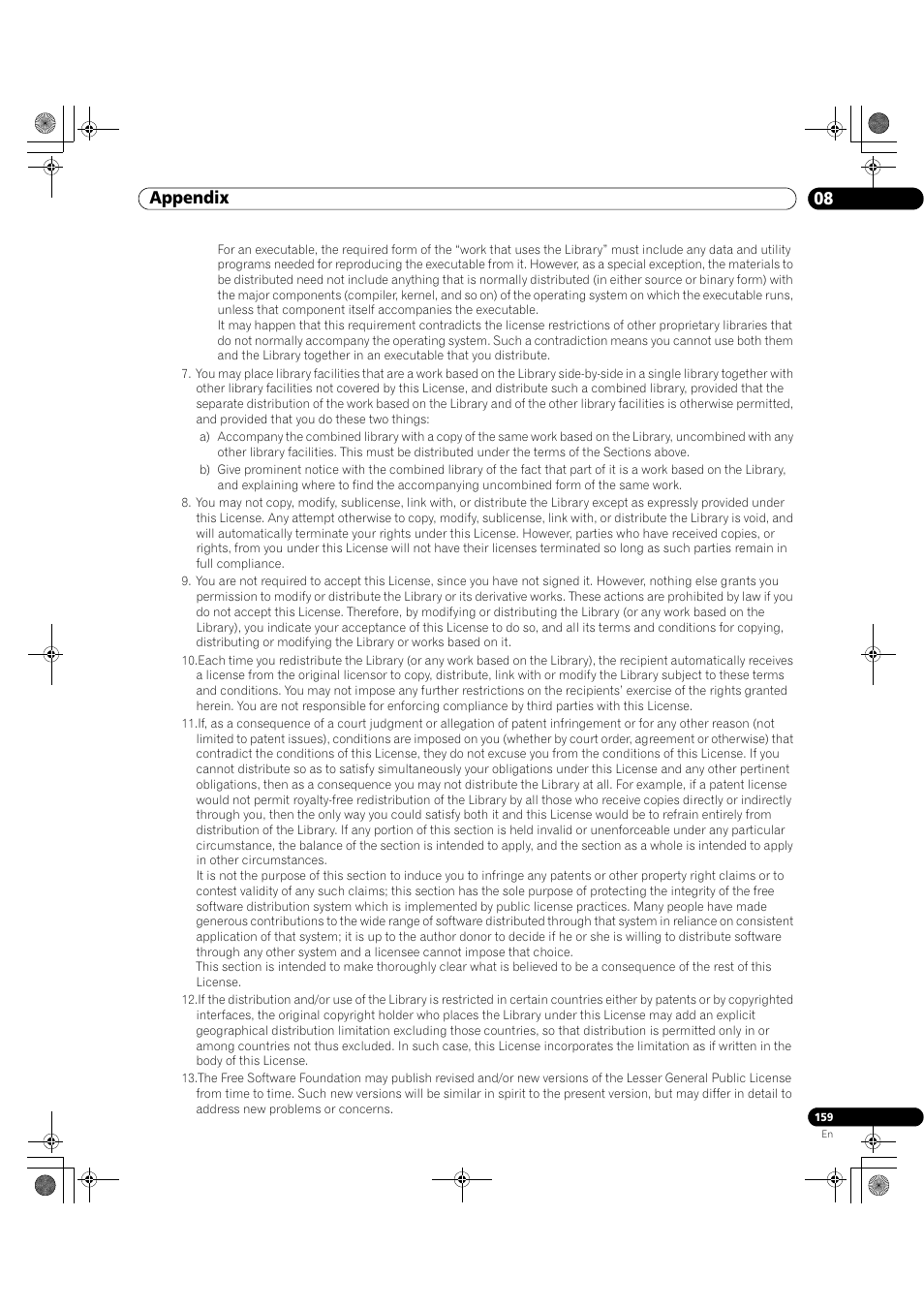 08 appendix | Pioneer Elite KURO PRO 151FD User Manual | Page 159 / 167