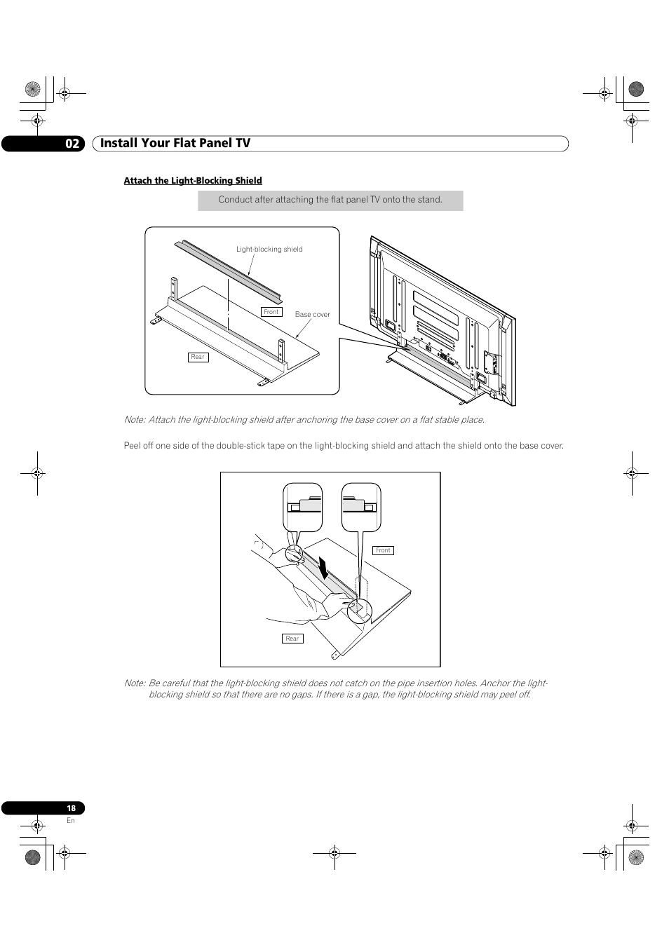 02 install your flat panel tv | Pioneer Elite KURO PRO 151FD User Manual | Page 18 / 167