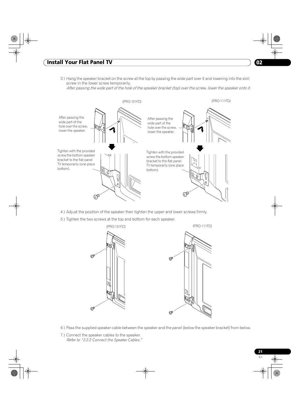 02 install your flat panel tv | Pioneer Elite KURO PRO 151FD User Manual | Page 21 / 167