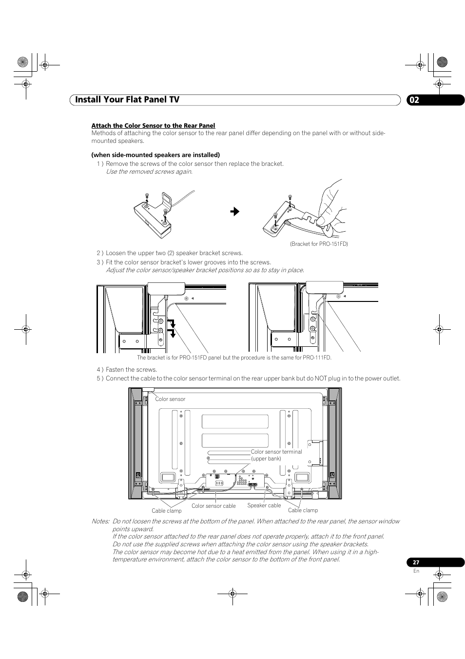 02 install your flat panel tv | Pioneer Elite KURO PRO 151FD User Manual | Page 27 / 167