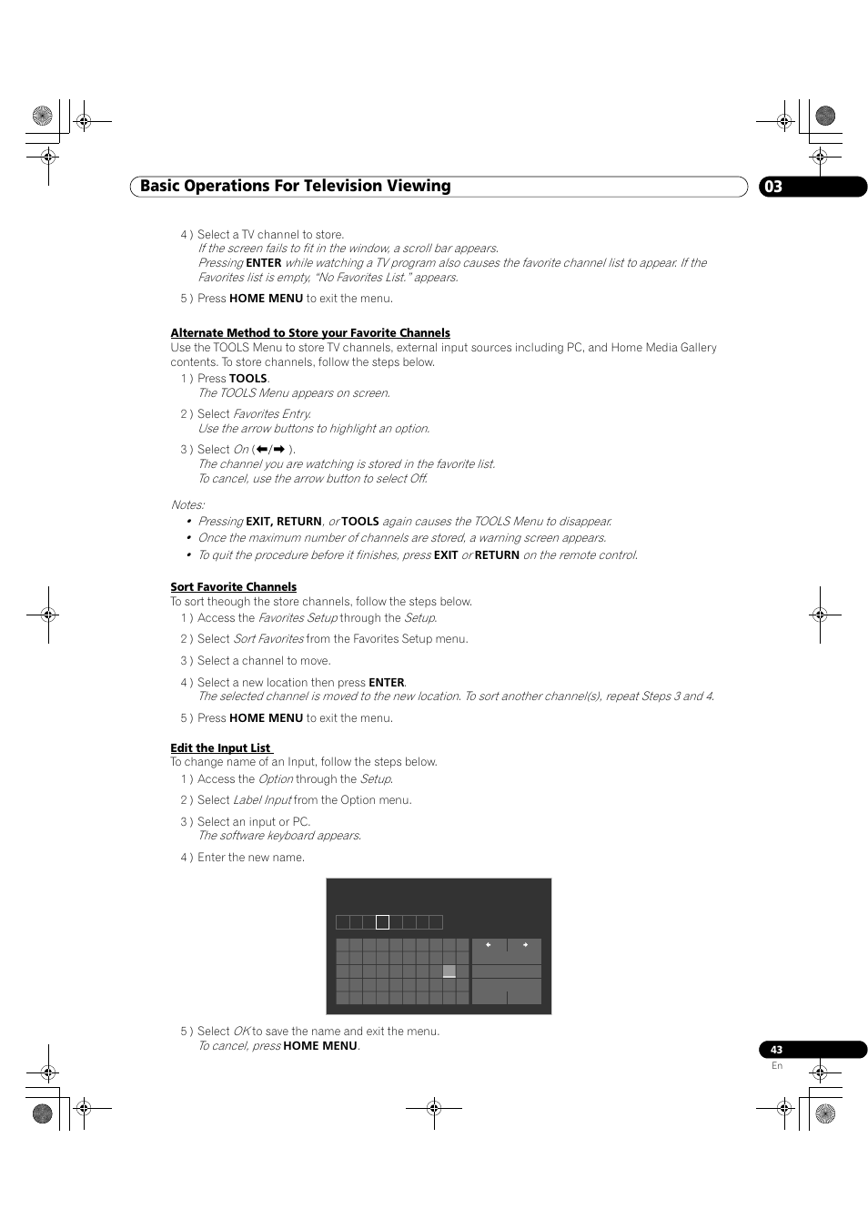 Basic operations for television viewing 03 | Pioneer Elite KURO PRO 151FD User Manual | Page 43 / 167