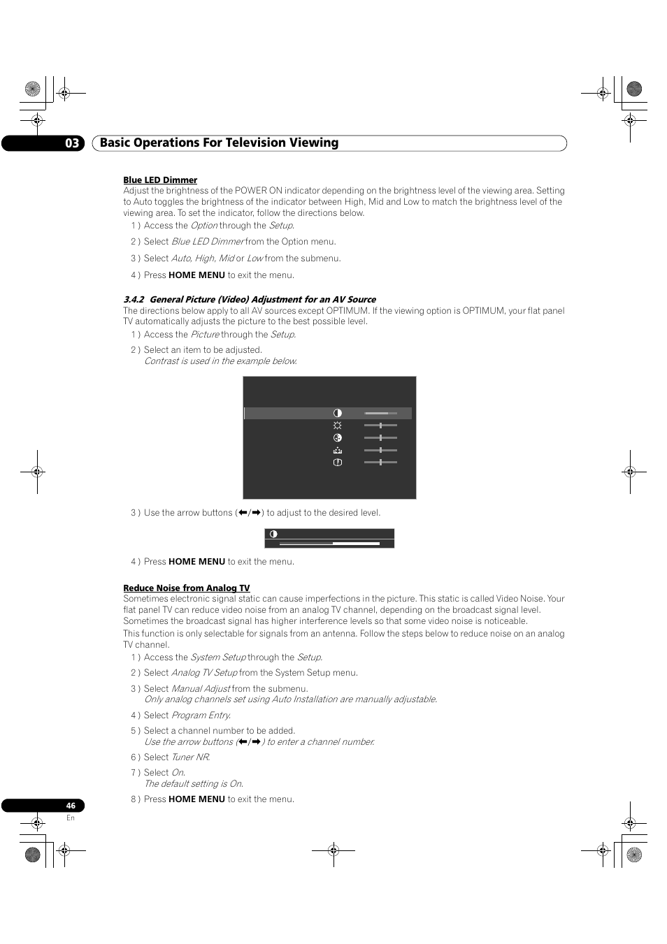 03 basic operations for television viewing | Pioneer Elite KURO PRO 151FD User Manual | Page 46 / 167