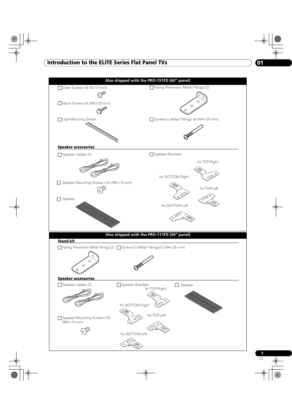01 introduction to the elite series flat panel tvs | Pioneer Elite KURO PRO 151FD User Manual | Page 7 / 167