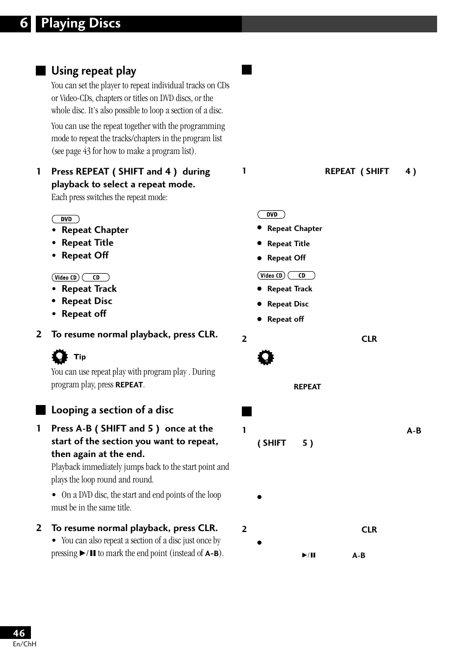 Using repeat play, Looping a section of a disc, Playing discs 6 | Pioneer S-DV77ST User Manual | Page 46 / 100