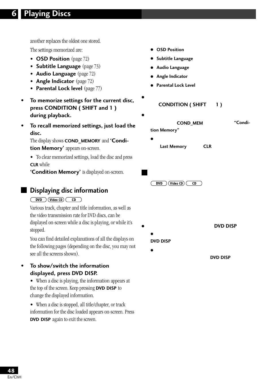 Displaying disc information, Playing discs 6 | Pioneer S-DV77ST User Manual | Page 48 / 100