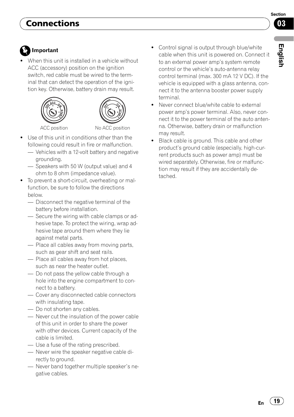 Connections, English | Pioneer DEH-2100IB User Manual | Page 19 / 84