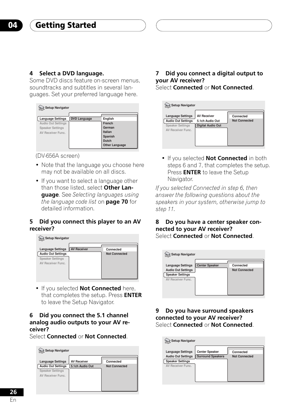 Getting started 04 | Pioneer DV-656A User Manual | Page 26 / 80