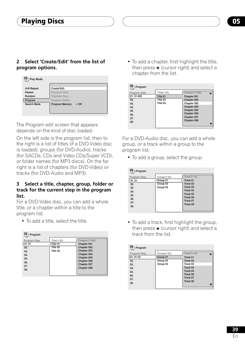 Playing discs 05 | Pioneer DV-656A User Manual | Page 39 / 80